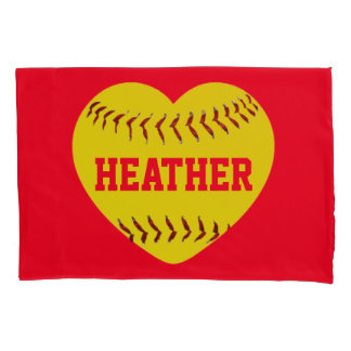 Housse D'oreillers COEUR du BASE-BALL d'AMOUR de la coutume I