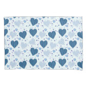 Housse D'oreillers Coeurs Bleu Et Blanc (devant-gauche)