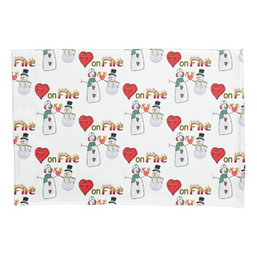 Housse D'oreillers Coeurs de Coque coussin sur le Snowman de feu (devant)
