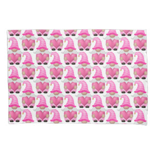 Housse D'oreillers Cœurs de gnomes roses Forêt scandinave Mignon