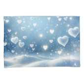 Housse D'oreillers Coeurs de neige flottants et flocons de neige (devant-Droit)