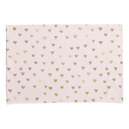 Housse D'oreillers Coeurs dorés rose (devant-Droit)