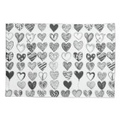 Housse D'oreillers Coeurs en noir et blanc (Dos)