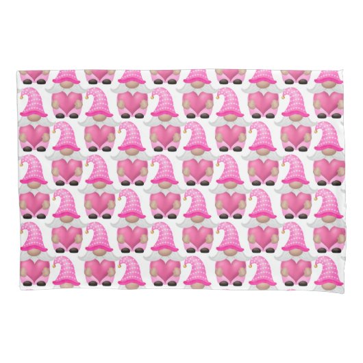 Housse D'oreillers Coeurs Gnomes roses Bois Scandinave Cute (devant)