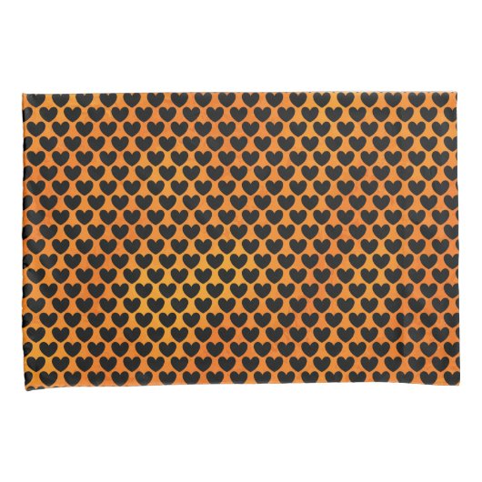 Housse D'oreillers Coeurs noirs sur Orange violet réversible (devant-Droit)