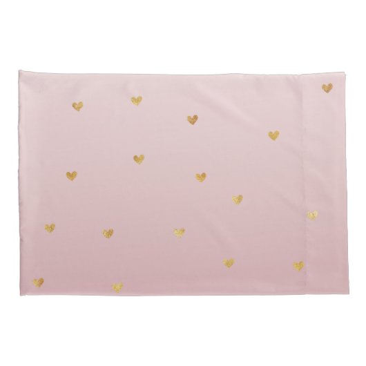 Housse D'oreillers Coeurs Ombres dorés rose (Dos-Droit)