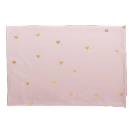Housse D'oreillers Coeurs Ombres dorés rose (devant-gauche)