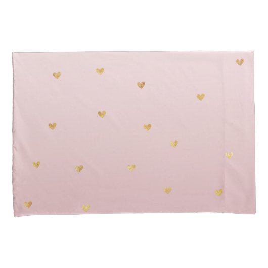 Housse D'oreillers Coeurs Ombres dorés rose (devant-Droit)
