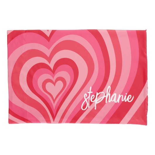 Housse D'oreillers Coeurs psychédéliques Calligraphie Nom du script P (devant)