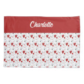 Housse D'oreillers Cœurs Rétro Doodle Rouge Noir Monogramme Nom (Dos)