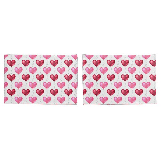 Housse D'oreillers Coeurs rose et rouge Saint Valentin Amour (Dos-Set)