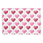 Housse D'oreillers Coeurs rose et rouge Saint Valentin Amour (devant-gauche)