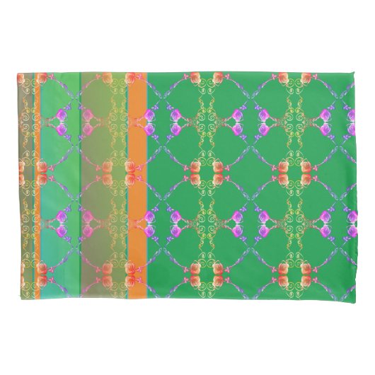 Housse D'oreillers Coeurs roses Apricot & Pillowcase vert (devant-gauche)