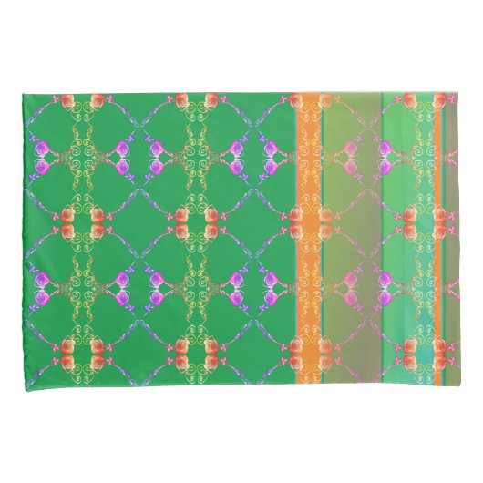 Housse D'oreillers Coeurs roses Apricot & Pillowcase vert (devant-Droit)
