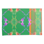 Housse D'oreillers Coeurs roses sur Apricot & Vert (devant-Droit)