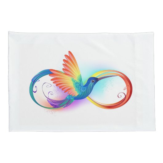 Housse D'oreillers Colibri arc-en-ciel avec symbole Infinity (Dos-Droit)