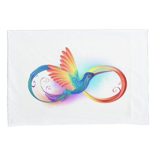 Housse D'oreillers Colibri arc-en-ciel avec symbole Infinity (devant-Droit)