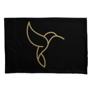 Housse D'oreillers Colibri en style Monoline - Or en noir