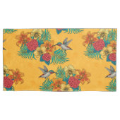 Housse D'oreillers Colibris et bouquet tropical en jaune (devant-gauche)
