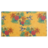 Housse D'oreillers Colibris et bouquet tropical en jaune (devant-Droit)