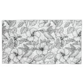 Housse D'oreillers Colibris et fleurs d'hibiscus b&w (devant-gauche)