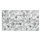 Housse D'oreillers Colibris et fleurs d'hibiscus b&w (Dos-gauche)