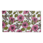 Housse D'oreillers Colibris et fleurs d'hibiscus roses (Dos-Droit)