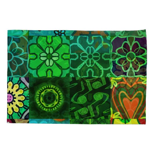 Housse D'oreillers Collage couleur verte Impression 2 (Dos-gauche)