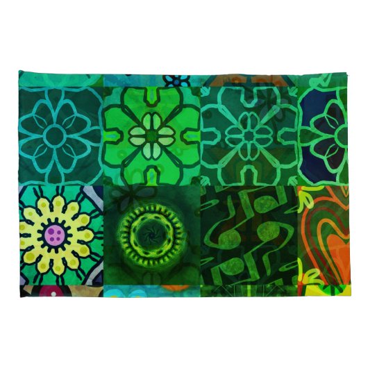 Housse D'oreillers Collage couleur verte Impression 2 (Dos-Droit)