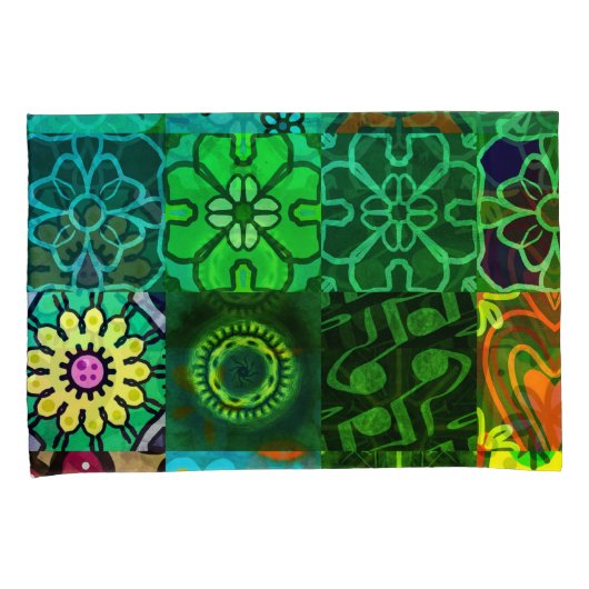 Housse D'oreillers Collage couleur verte Impression 2 (devant-Droit)