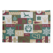 Housse D'oreillers Collage de Noël (Vert/Or) (Dos-gauche)