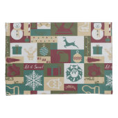 Housse D'oreillers Collage de Noël (Vert/Or) (devant-Droit)