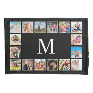 Housse D'oreillers Collage photo de famille personnalisée Noir person