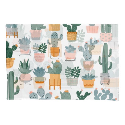 Housse D'oreillers Collection Cactus dans Pots Design (devant)
