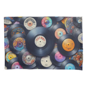 Housse D'oreillers Collection Vinyl Record Pattern 80s Retro Spectrum