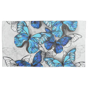 Housse D'oreillers Composition des White and Blue Butterflies