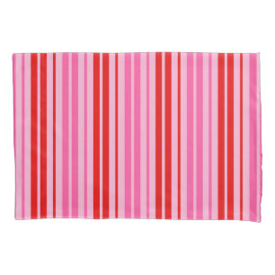 Housse D'oreillers Conception de bandes verticales rose bubble gum ro