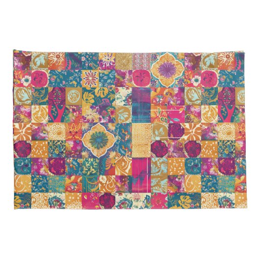 Housse D'oreillers Conception de carreaux en Patchwork Bohème (Dos-Droit)