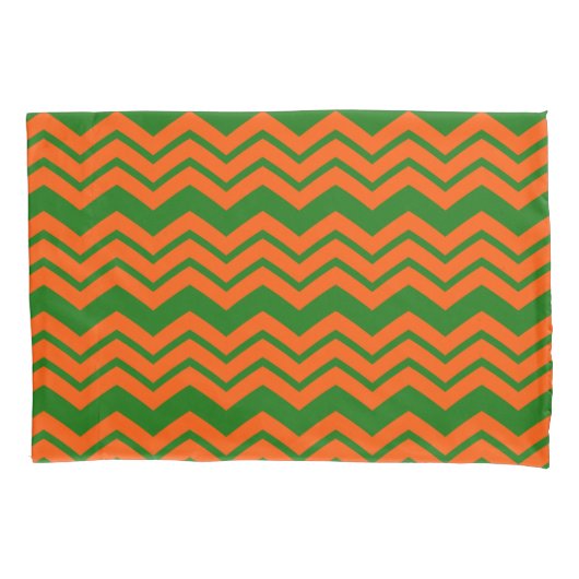 Housse D'oreillers Conception de chevron en zigzag vert orange (devant)