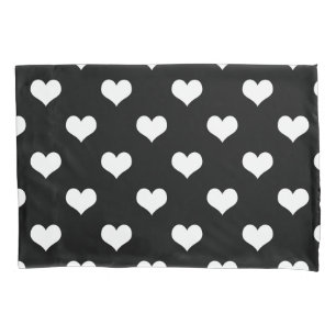 Housse D'oreillers Conception de coeurs adorables noir blanc