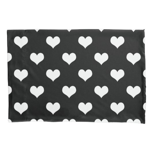 Housse D'oreillers Conception de coeurs adorables noir blanc (devant)