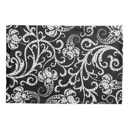 Housse D'oreillers Conception de fleurs de dalmatien noir mignon (Dos)