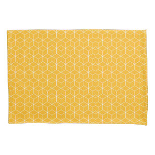 Housse D'oreillers Conception de motif de cube hexagonal jaune vibran