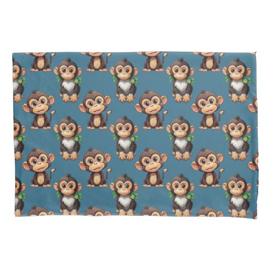 Housse D'oreillers Conception de motif singe bleu  (devant)