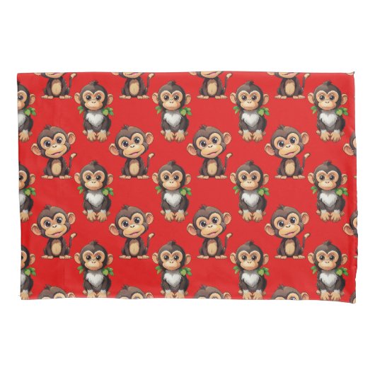 Housse D'oreillers Conception de motif singe rouge (devant)