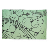Housse D'oreillers Conception de musique verte Notes de fantaisie (Dos)
