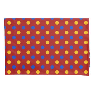 Housse D'oreillers Conception de points polka rouges bleus jaunes