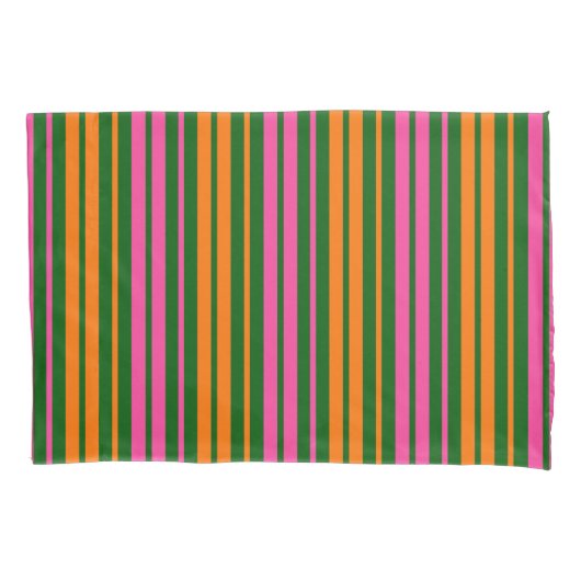 Housse D'oreillers Conception de rayures verticales orange vert rose (devant)
