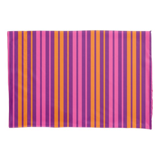 Housse D'oreillers Conception de rayures verticales rose orange viole (devant)