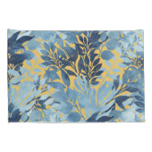 Housse D'oreillers Conception du feuillage jaune bleu métallique trop (Dos-Droit)